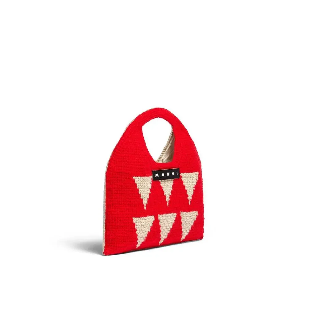 Marni Red and Cream Crochet Crossbody Bag - Picture 2 of 4